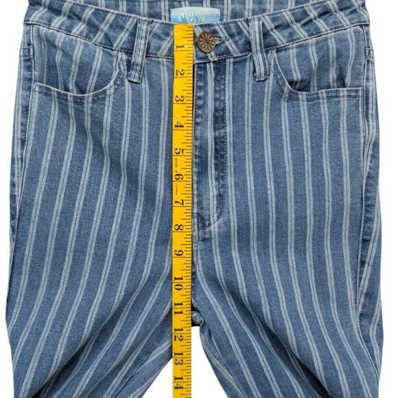 Show Me Your Mumu Berkeley Bells Fountain Jeans Womens Blue Stripe Flare Size 26 - Picture 8 of 11